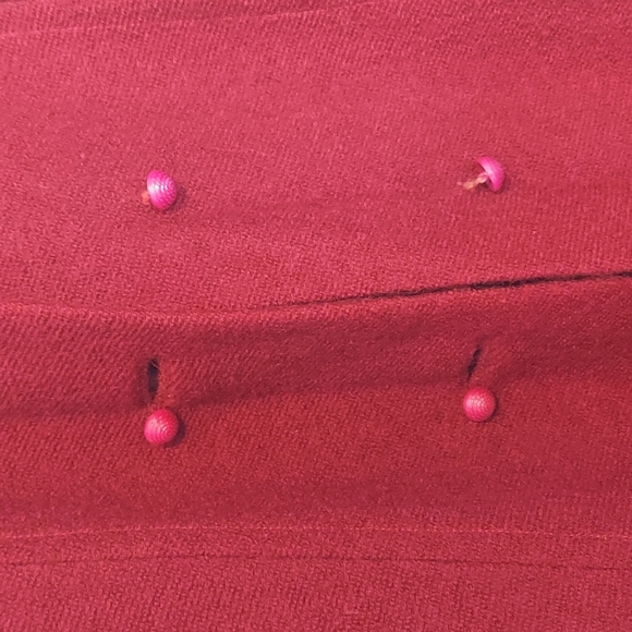 Vintage 1960s Maroon Red Knee Length Wool Coat Size Large - Picture 4 of 16